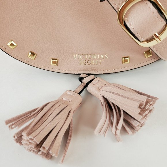 Victoria's Secrets Crossbody Saddle Bag Purse Pink Blush Studded Faux Leather - Picture 11 of 15